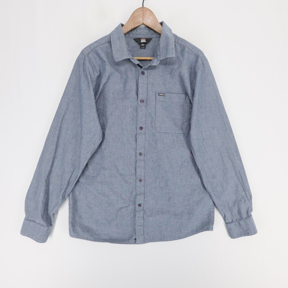 Vision Street Wear Shirt Mens XL Blue Chambray Button Down Long Sleeve Cotton